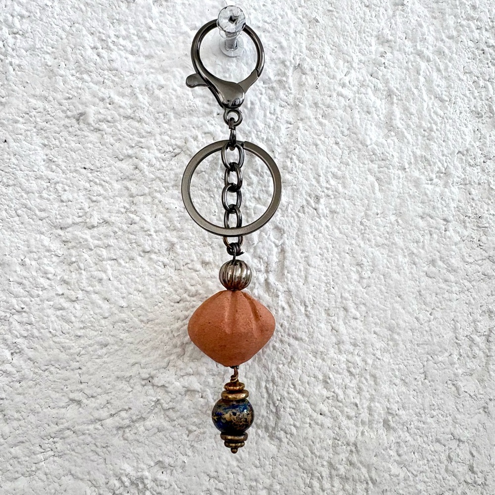 NEW Brazilian Terracotta and Beads Bag Charm-Keychain 5” Length